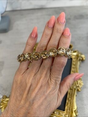 J. Crew Gold-Tone Stretch Bracelet with Champagne Faux Stones